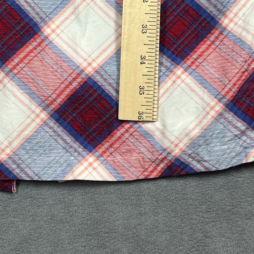 Rock & Republic Women’s Dress XS‎ Red White Blue Plaid Button Front Belted Midi - Picture 9 of 9